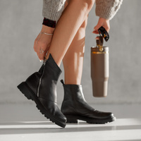 Czarne botki z zamkiem po boku