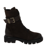 Skórzane welurowe damskie trapery w kolorze czekolady