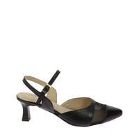 Czarne eleganckie skórzane sandałki z siateczką